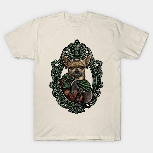 Dog Cameo: Battle Axe Chihuahua T-Shirt by FreyStrandDraws